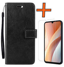 Nomfy Nomfy Samsung Galaxy A15 Hoesje Bookcase Met Screenprotector - Zwart