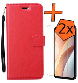 Nomfy Nomfy Samsung Galaxy A15 Hoesje Bookcase Met 2x Screenprotector - Rood