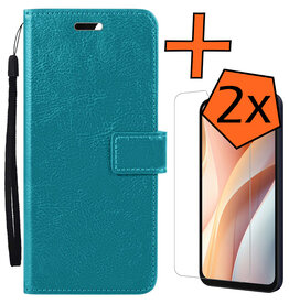 Nomfy Nomfy Samsung Galaxy A15 Hoesje Bookcase Met 2x Screenprotector - Turquoise