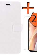 Nomfy Hoesje Geschikt voor Samsung A15 Hoes Bookcase Flipcase Book Cover Met 2x Screenprotector - Hoes Geschikt voor Samsung Galaxy A15 Hoesje Book Case - Wit