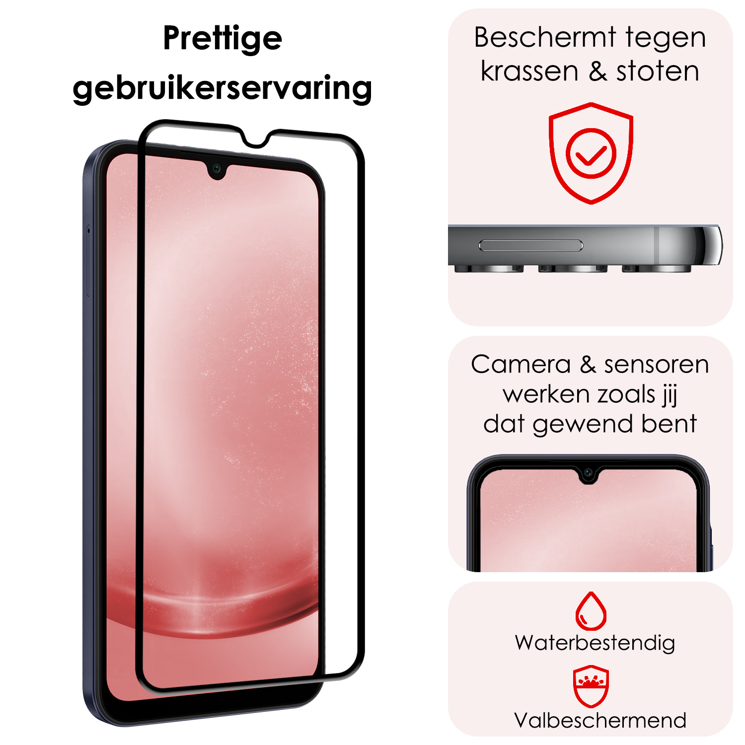 NoXx Screenprotector Geschikt voor Samsung A25 Screenprotector Tempered Glass Gehard Glas Full Cover