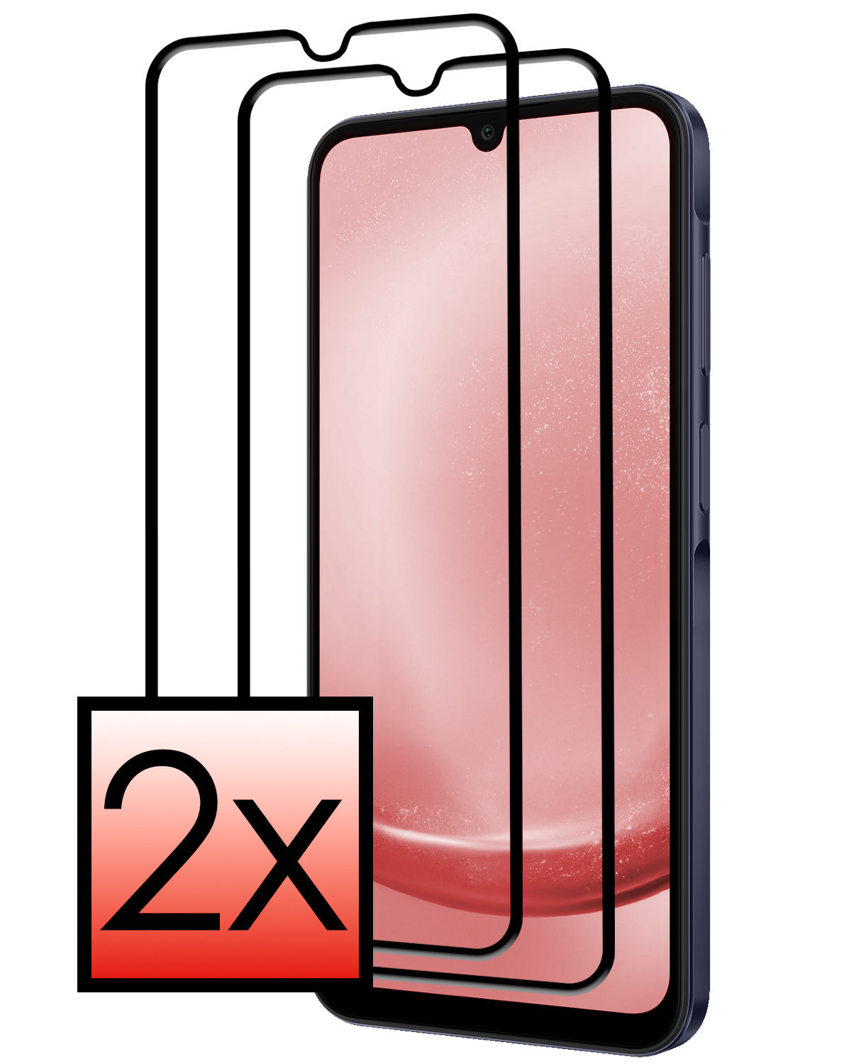 NoXx Screenprotector Geschikt voor Samsung A25 Screenprotector Tempered Glass Gehard Glas Full Cover - 2x