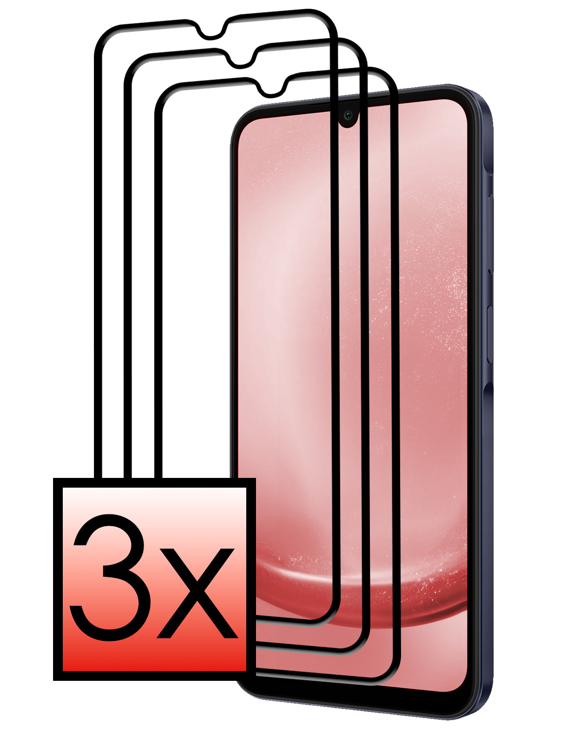 NoXx Screenprotector Geschikt voor Samsung A25 Screenprotector Tempered Glass Gehard Glas Full Cover - 3x