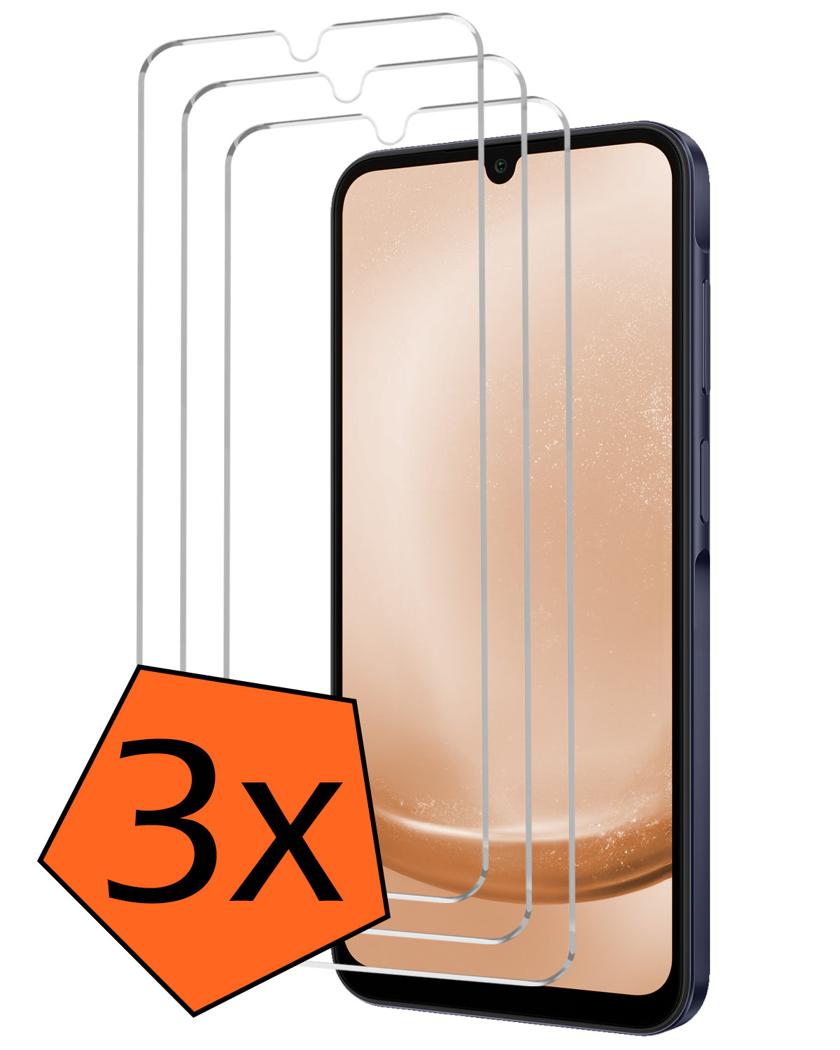 Nomfy Screenprotector Geschikt voor Samsung A25 Screenprotector Bescherm Glas Tempered Glass - Screenprotector Geschikt voor Samsung Galaxy A25 Screen Protector - 3 PACK