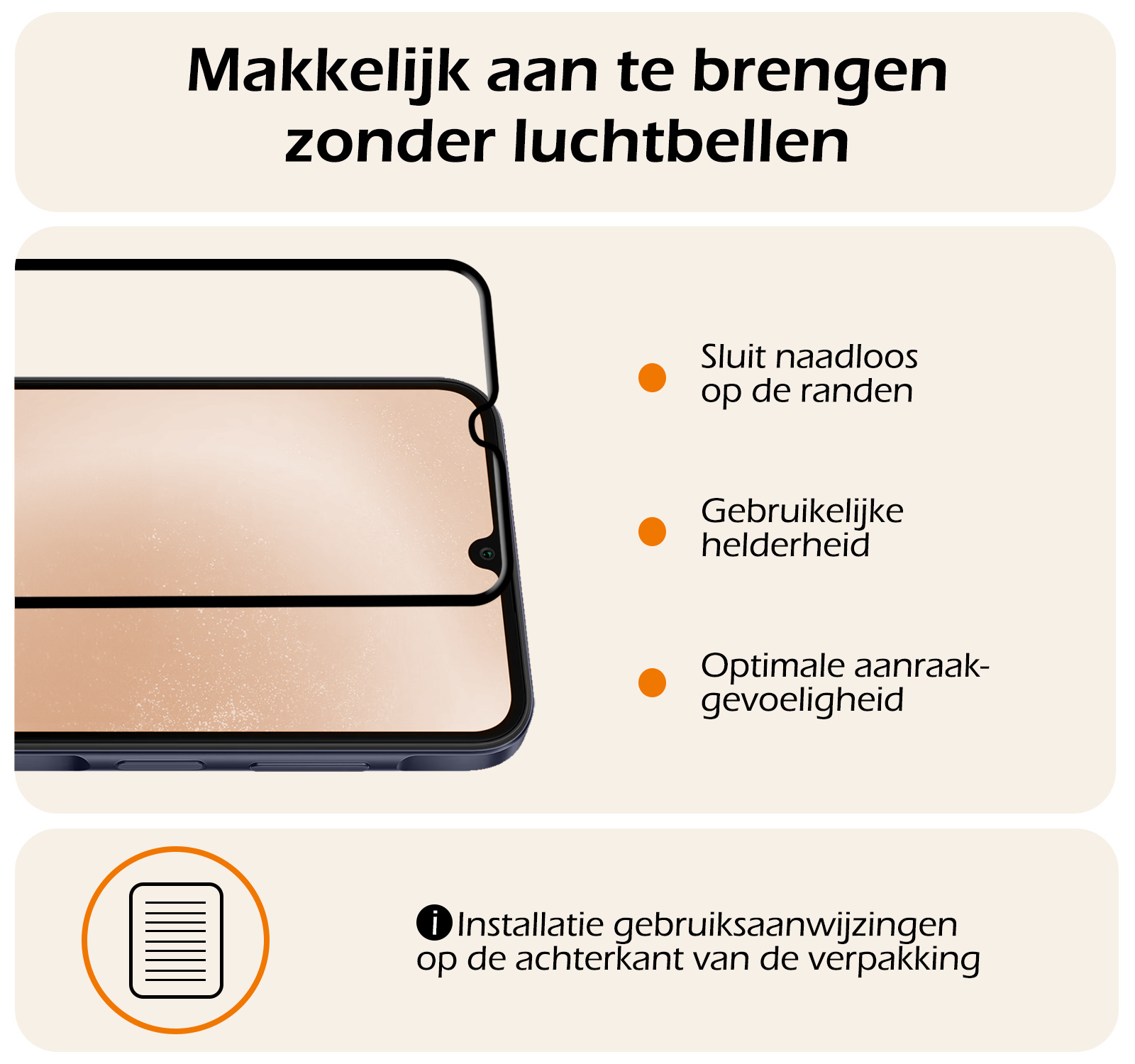 Nomfy Screenprotector Geschikt voor Samsung A25 Screenprotector Bescherm Glas - Screenprotector Geschikt voor Samsung Galaxy A25 Screen Protector Tempered Glass Full Screen Full Cover