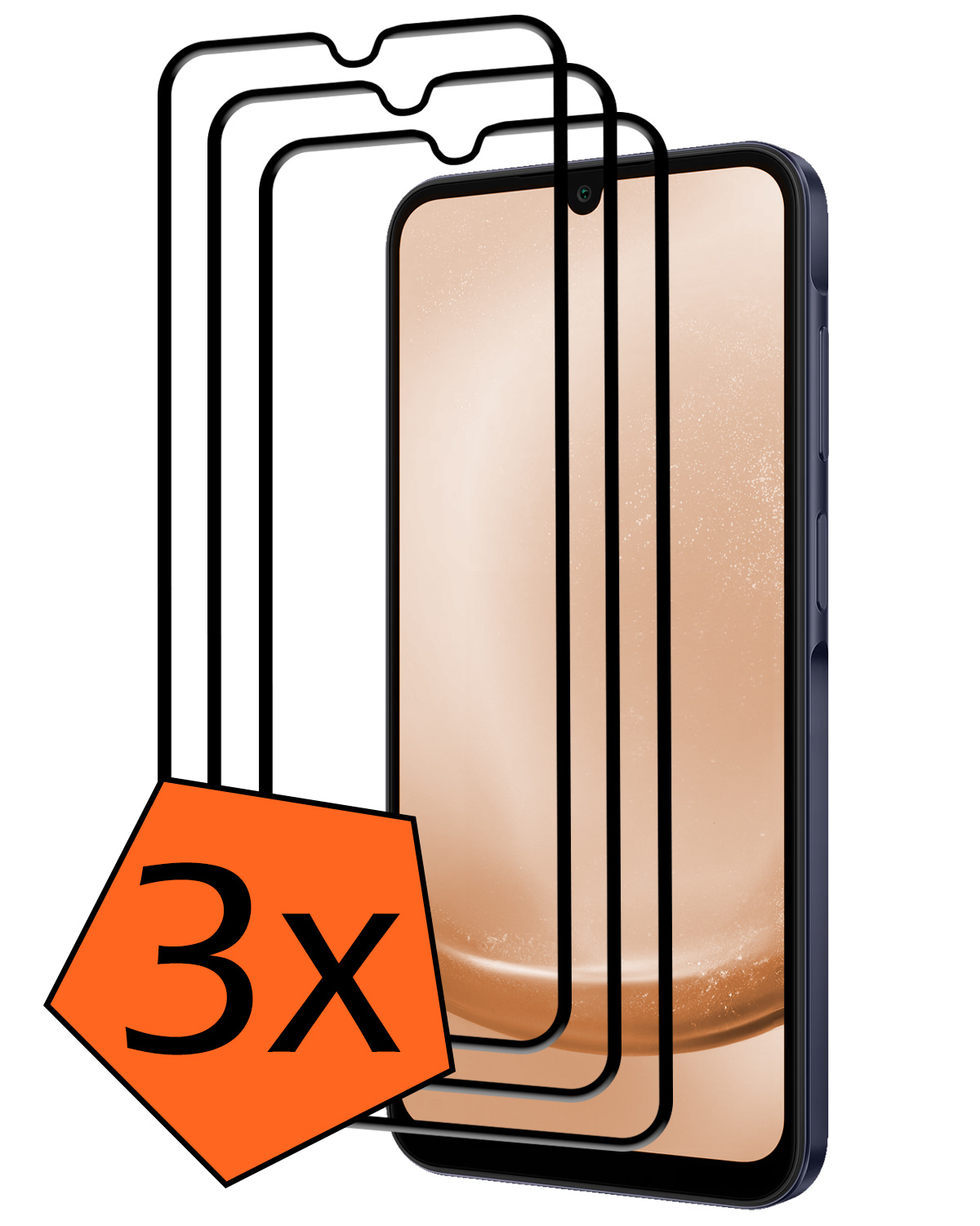 Nomfy Screenprotector Geschikt voor Samsung A25 Screenprotector Bescherm Glas - Screenprotector Geschikt voor Samsung Galaxy A25 Screen Protector Tempered Glass Full Screen Full Cover - 3 PACK