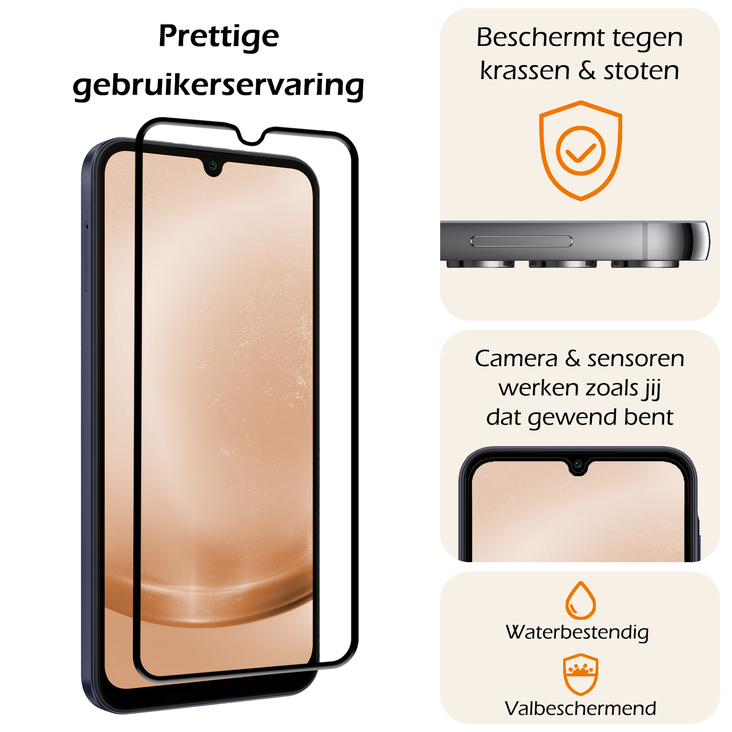 Nomfy Screenprotector Geschikt voor Samsung A25 Screenprotector Bescherm Glas - Screenprotector Geschikt voor Samsung Galaxy A25 Screen Protector Tempered Glass Full Screen Full Cover - 2 PACK