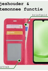 BASEY. Hoes Geschikt voor Samsung A25 Hoesje Bookcase Hoes Flip Case Book Cover - Hoesje Geschikt voor Samsung Galaxy A25 Hoes Book Case Hoesje - Donkerroze