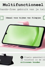 BASEY. Hoes Geschikt voor Samsung A25 Hoesje Bookcase Hoes Flip Case Book Cover - Hoesje Geschikt voor Samsung Galaxy A25 Hoes Book Case Hoesje - Lichtroze