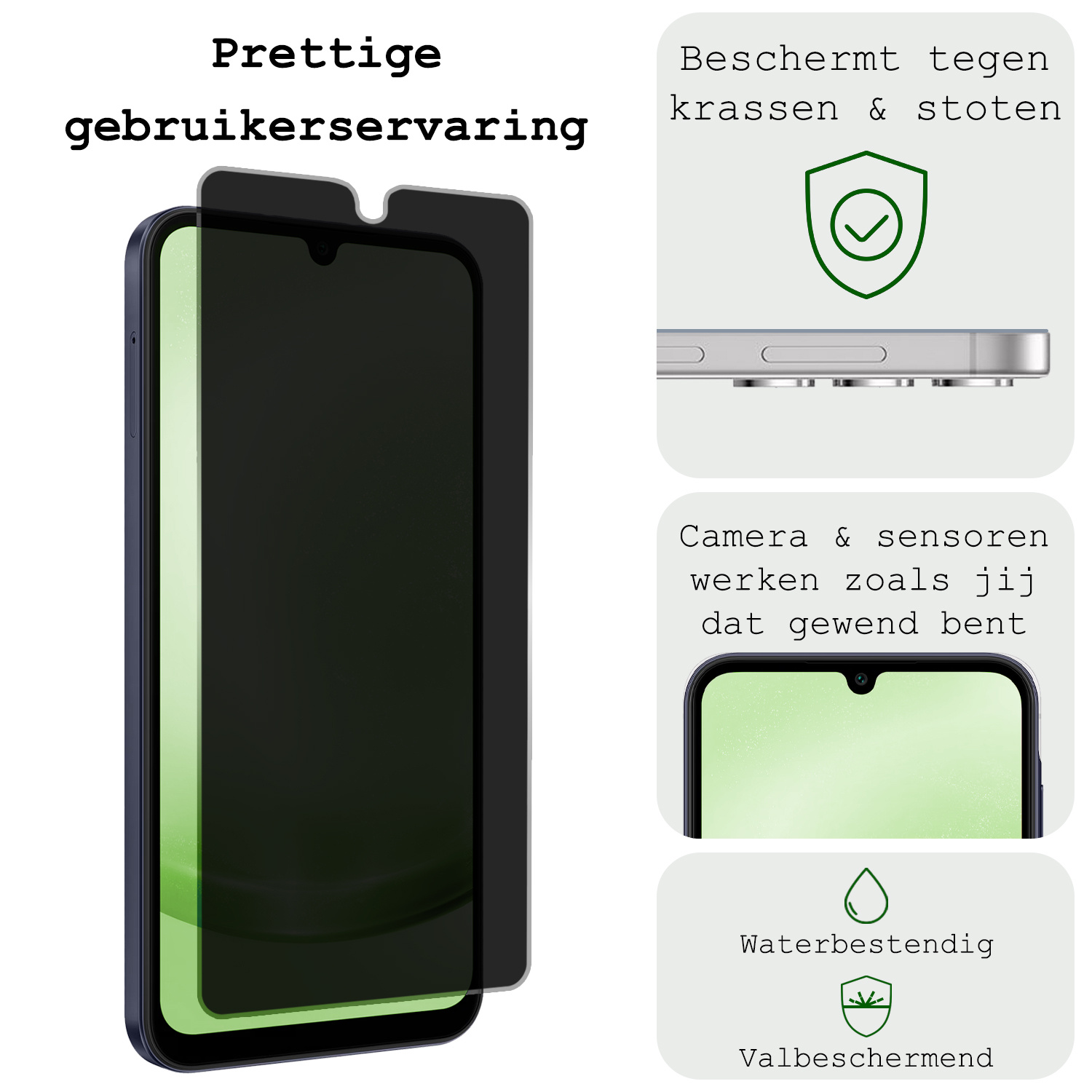 BASEY. Screenprotector Geschikt voor Samsung A25 Screenprotector Privacy Beschermglas - Screenprotector Geschikt voor Samsung Galaxy A25 Screen Protector Full Screen Privacy - 2 Stuks