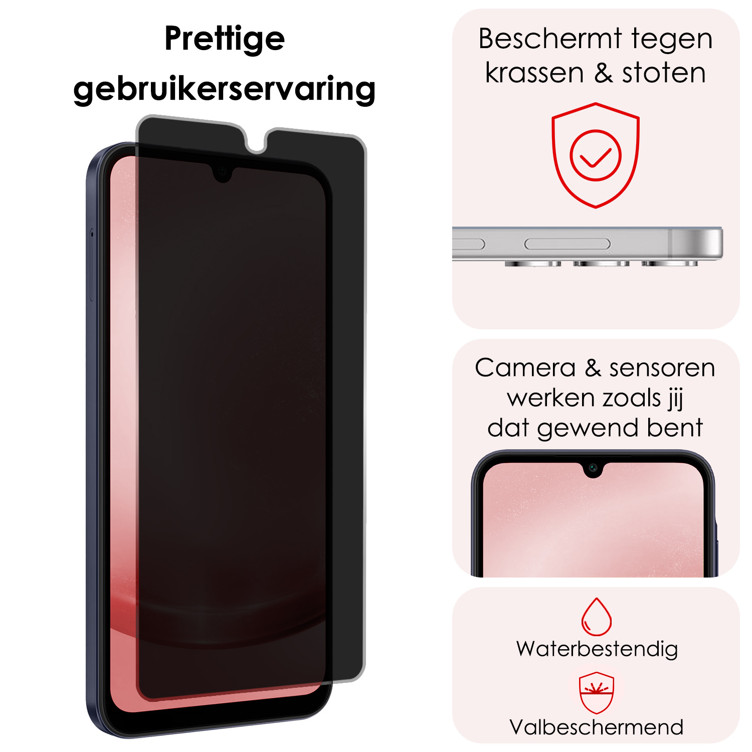 NoXx Screenprotector Geschikt voor Samsung A25 Screenprotector Privacy Tempered Glass Gehard Glas Display Cover