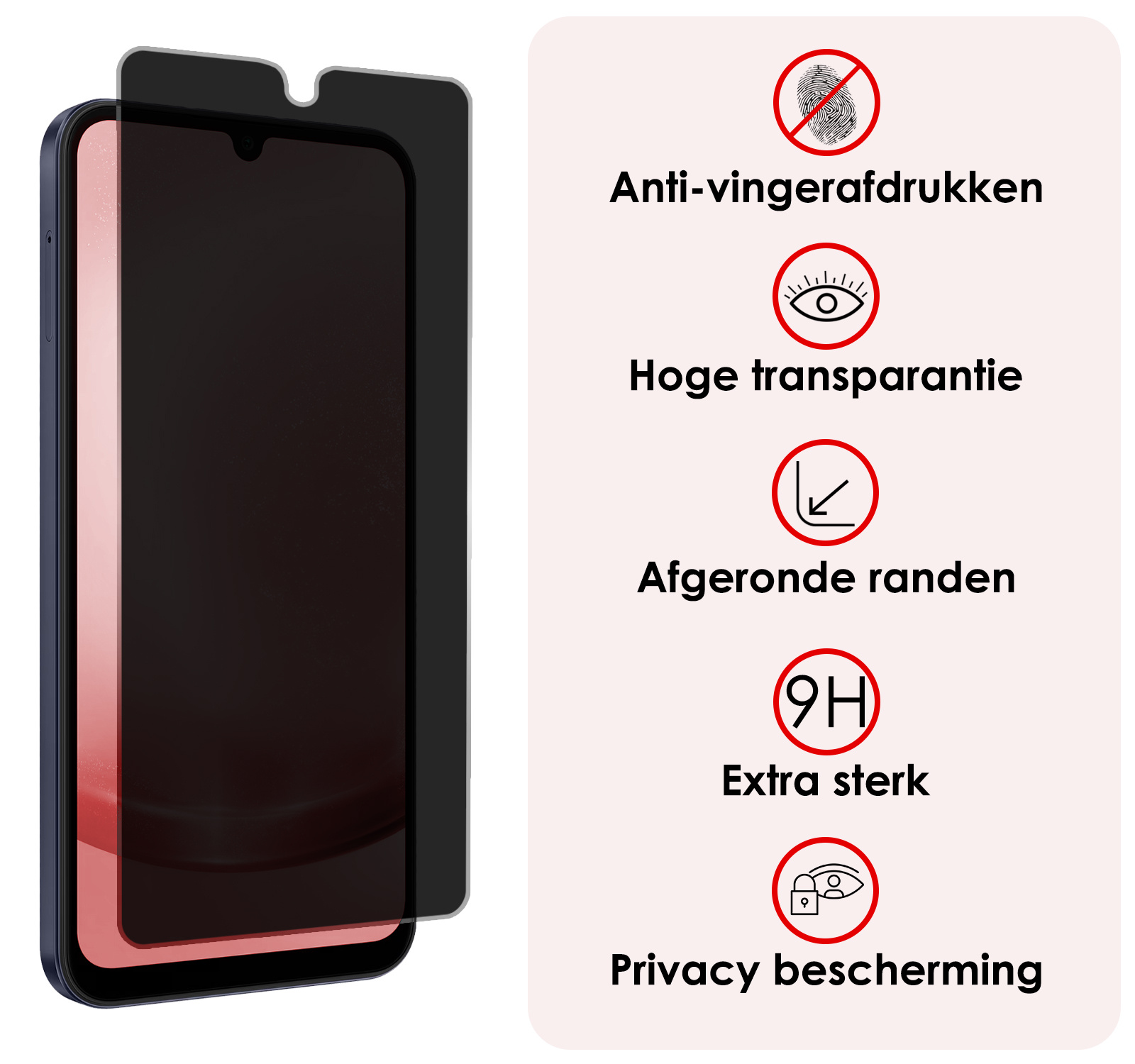 NoXx Screenprotector Geschikt voor Samsung A25 Screenprotector Privacy Tempered Glass Gehard Glas Display Cover - 2x