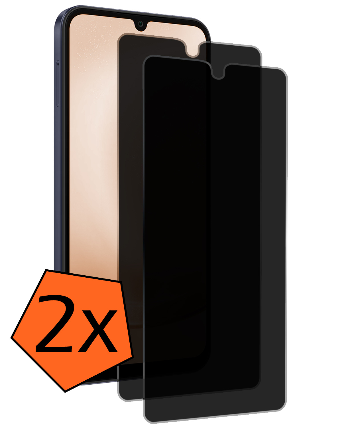 Nomfy Screenprotector Geschikt voor Samsung A25 Screenprotector Privacy Bescherm Glas - Screenprotector Geschikt voor Samsung Galaxy A25 Privacy Screenprotector Tempered Glass - 2 PACK