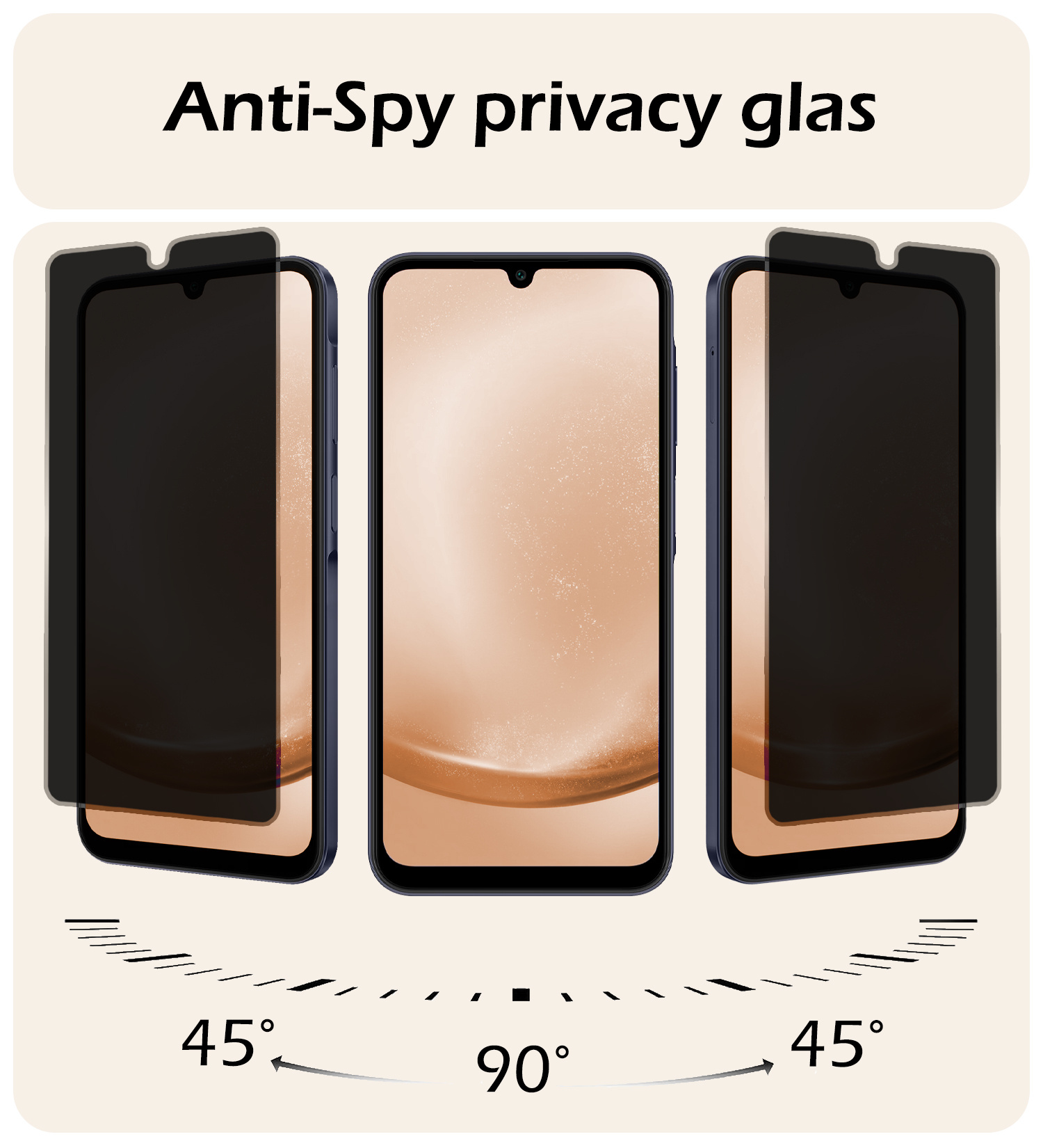 Nomfy Screenprotector Geschikt voor Samsung A25 Screenprotector Privacy Bescherm Glas - Screenprotector Geschikt voor Samsung Galaxy A25 Privacy Screenprotector Tempered Glass - 3 PACK