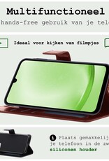 BASEY. Hoes Geschikt voor Samsung A25 Hoesje Bookcase Hoes Flip Case Book Cover Met Screenprotector - Hoesje Geschikt voor Samsung Galaxy A25 Hoes Book Case Hoesje - Bruin
