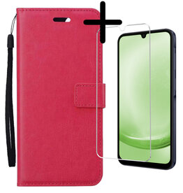 BASEY. BASEY. Samsung Galaxy A25 Hoesje Bookcase Met Screenprotector - Donkerroze
