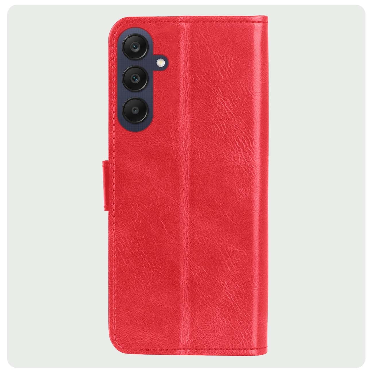 BASEY. Hoes Geschikt voor Samsung A25 Hoesje Bookcase Hoes Flip Case Book Cover Met Screenprotector - Hoesje Geschikt voor Samsung Galaxy A25 Hoes Book Case Hoesje - Rood