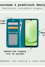 BASEY. Hoes Geschikt voor Samsung A25 Hoesje Bookcase Hoes Flip Case Book Cover Met Screenprotector - Hoesje Geschikt voor Samsung Galaxy A25 Hoes Book Case Hoesje - Turquoise