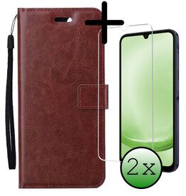 BASEY. BASEY. Samsung Galaxy A25 Hoesje Bookcase Met 2x Screenprotector - Bruin