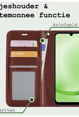 BASEY. Hoes Geschikt voor Samsung A25 Hoesje Bookcase Hoes Flip Case Book Cover Met 2x Screenprotector - Hoesje Geschikt voor Samsung Galaxy A25 Hoes Book Case Hoesje - Bruin
