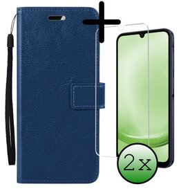 BASEY. BASEY. Samsung Galaxy A25 Hoesje Bookcase Met 2x Screenprotector - Donkerblauw