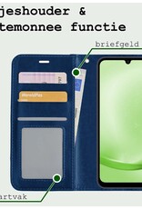 BASEY. Hoes Geschikt voor Samsung A25 Hoesje Bookcase Hoes Flip Case Book Cover Met 2x Screenprotector - Hoesje Geschikt voor Samsung Galaxy A25 Hoes Book Case Hoesje - Donkerblauw