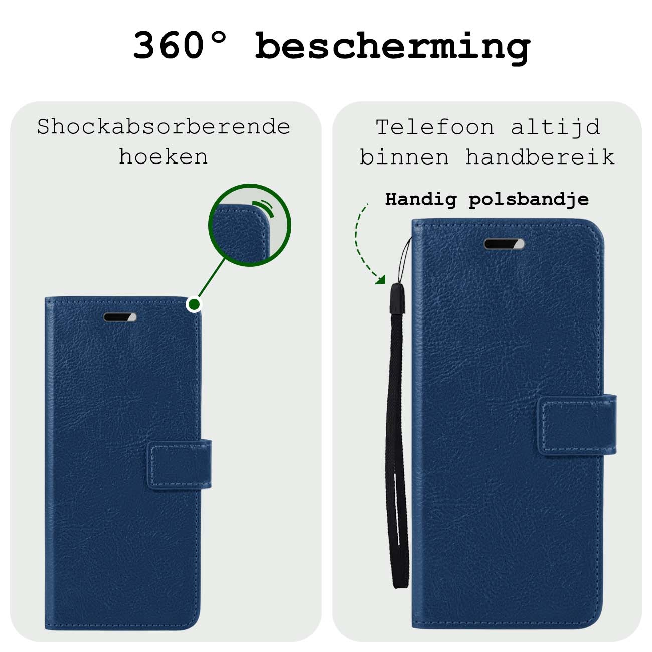 BASEY. Hoes Geschikt voor Samsung A25 Hoesje Bookcase Hoes Flip Case Book Cover Met 2x Screenprotector - Hoesje Geschikt voor Samsung Galaxy A25 Hoes Book Case Hoesje - Donkerblauw