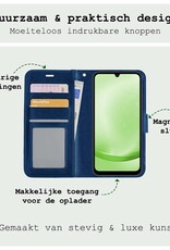 BASEY. Hoes Geschikt voor Samsung A25 Hoesje Bookcase Hoes Flip Case Book Cover Met 2x Screenprotector - Hoesje Geschikt voor Samsung Galaxy A25 Hoes Book Case Hoesje - Donkerblauw