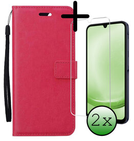 BASEY. BASEY. Samsung Galaxy A25 Hoesje Bookcase Met 2x Screenprotector - Donkerroze