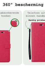 BASEY. Hoes Geschikt voor Samsung A25 Hoesje Bookcase Hoes Flip Case Book Cover Met 2x Screenprotector - Hoesje Geschikt voor Samsung Galaxy A25 Hoes Book Case Hoesje - Donkerroze
