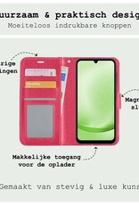 BASEY. Hoes Geschikt voor Samsung A25 Hoesje Bookcase Hoes Flip Case Book Cover Met 2x Screenprotector - Hoesje Geschikt voor Samsung Galaxy A25 Hoes Book Case Hoesje - Donkerroze