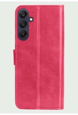 BASEY. Hoes Geschikt voor Samsung A25 Hoesje Bookcase Hoes Flip Case Book Cover Met 2x Screenprotector - Hoesje Geschikt voor Samsung Galaxy A25 Hoes Book Case Hoesje - Donkerroze