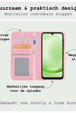 BASEY. Hoes Geschikt voor Samsung A25 Hoesje Bookcase Hoes Flip Case Book Cover Met 2x Screenprotector - Hoesje Geschikt voor Samsung Galaxy A25 Hoes Book Case Hoesje - Lichtroze