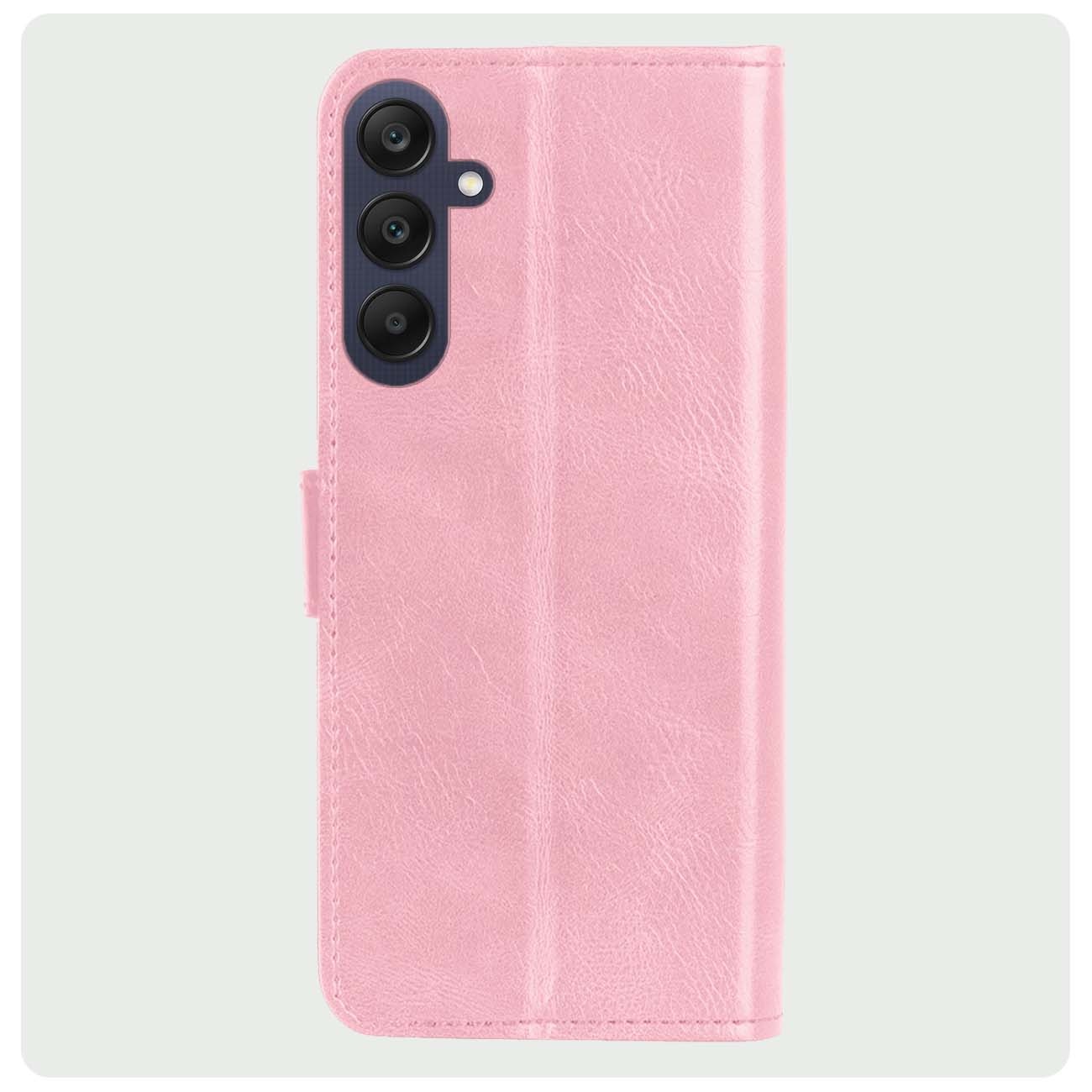 BASEY. Hoes Geschikt voor Samsung A25 Hoesje Bookcase Hoes Flip Case Book Cover Met 2x Screenprotector - Hoesje Geschikt voor Samsung Galaxy A25 Hoes Book Case Hoesje - Lichtroze