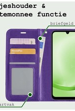 BASEY. Hoes Geschikt voor Samsung A25 Hoesje Bookcase Hoes Flip Case Book Cover Met 2x Screenprotector - Hoesje Geschikt voor Samsung Galaxy A25 Hoes Book Case Hoesje - Paars