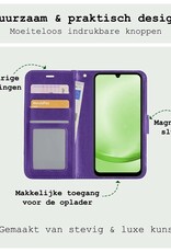 BASEY. Hoes Geschikt voor Samsung A25 Hoesje Bookcase Hoes Flip Case Book Cover Met 2x Screenprotector - Hoesje Geschikt voor Samsung Galaxy A25 Hoes Book Case Hoesje - Paars