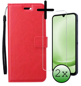 BASEY. BASEY. Samsung Galaxy A25 Hoesje Bookcase Met 2x Screenprotector - Rood