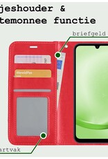 BASEY. Hoes Geschikt voor Samsung A25 Hoesje Bookcase Hoes Flip Case Book Cover Met 2x Screenprotector - Hoesje Geschikt voor Samsung Galaxy A25 Hoes Book Case Hoesje - Rood