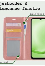BASEY. Hoes Geschikt voor Samsung A25 Hoesje Bookcase Hoes Flip Case Book Cover Met 2x Screenprotector - Hoesje Geschikt voor Samsung Galaxy A25 Hoes Book Case Hoesje - Rosé goud