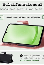 BASEY. Hoes Geschikt voor Samsung A25 Hoesje Bookcase Hoes Flip Case Book Cover Met 2x Screenprotector - Hoesje Geschikt voor Samsung Galaxy A25 Hoes Book Case Hoesje - Rosé goud