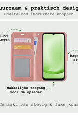 BASEY. Hoes Geschikt voor Samsung A25 Hoesje Bookcase Hoes Flip Case Book Cover Met 2x Screenprotector - Hoesje Geschikt voor Samsung Galaxy A25 Hoes Book Case Hoesje - Rosé goud