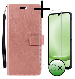 BASEY. BASEY. Samsung Galaxy A25 Hoesje Bookcase Met 2x Screenprotector - Rose Goud