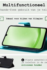 BASEY. Hoes Geschikt voor Samsung A25 Hoesje Bookcase Hoes Flip Case Book Cover Met 2x Screenprotector - Hoesje Geschikt voor Samsung Galaxy A25 Hoes Book Case Hoesje - Turquoise
