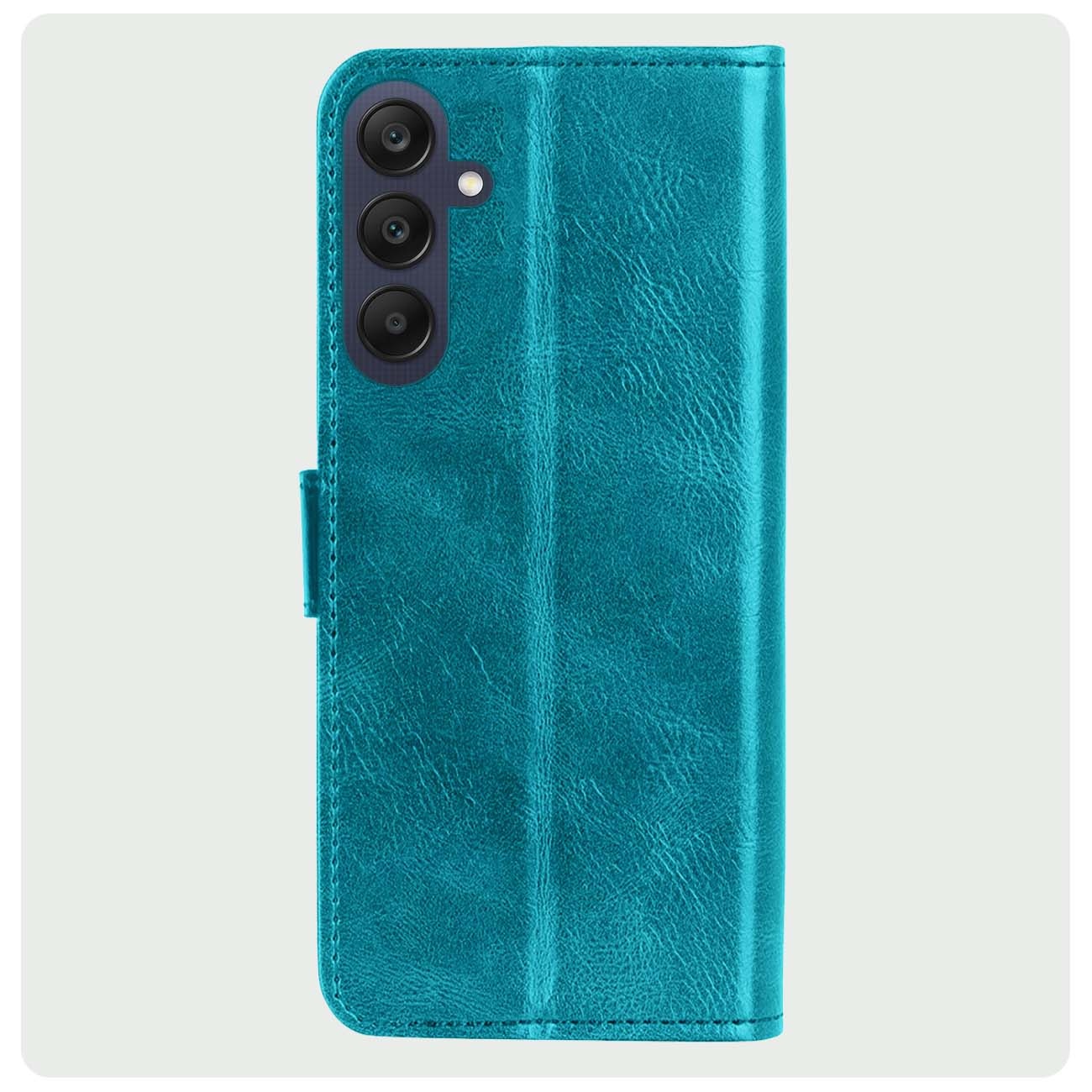BASEY. Hoes Geschikt voor Samsung A25 Hoesje Bookcase Hoes Flip Case Book Cover Met 2x Screenprotector - Hoesje Geschikt voor Samsung Galaxy A25 Hoes Book Case Hoesje - Turquoise