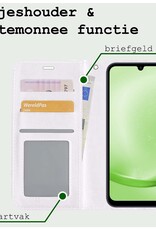BASEY. Hoes Geschikt voor Samsung A25 Hoesje Bookcase Hoes Flip Case Book Cover Met 2x Screenprotector - Hoesje Geschikt voor Samsung Galaxy A25 Hoes Book Case Hoesje - Wit