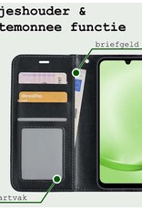 BASEY. Hoes Geschikt voor Samsung A25 Hoesje Bookcase Hoes Flip Case Book Cover Met 2x Screenprotector - Hoesje Geschikt voor Samsung Galaxy A25 Hoes Book Case Hoesje - Zwart