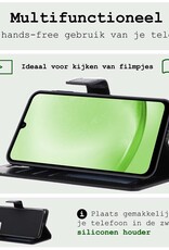BASEY. Hoes Geschikt voor Samsung A25 Hoesje Bookcase Hoes Flip Case Book Cover Met 2x Screenprotector - Hoesje Geschikt voor Samsung Galaxy A25 Hoes Book Case Hoesje - Zwart