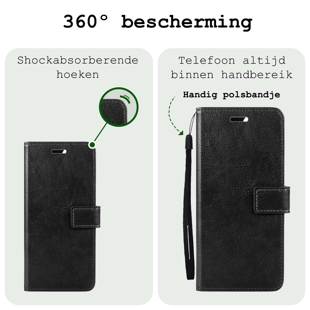BASEY. Hoes Geschikt voor Samsung A25 Hoesje Bookcase Hoes Flip Case Book Cover Met 2x Screenprotector - Hoesje Geschikt voor Samsung Galaxy A25 Hoes Book Case Hoesje - Zwart