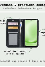 BASEY. Hoes Geschikt voor Samsung A25 Hoesje Bookcase Hoes Flip Case Book Cover Met 2x Screenprotector - Hoesje Geschikt voor Samsung Galaxy A25 Hoes Book Case Hoesje - Zwart