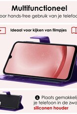 NoXx Hoes Geschikt voor Samsung A25 Hoesje Book Case Hoes Flip Cover Wallet Bookcase - Paars